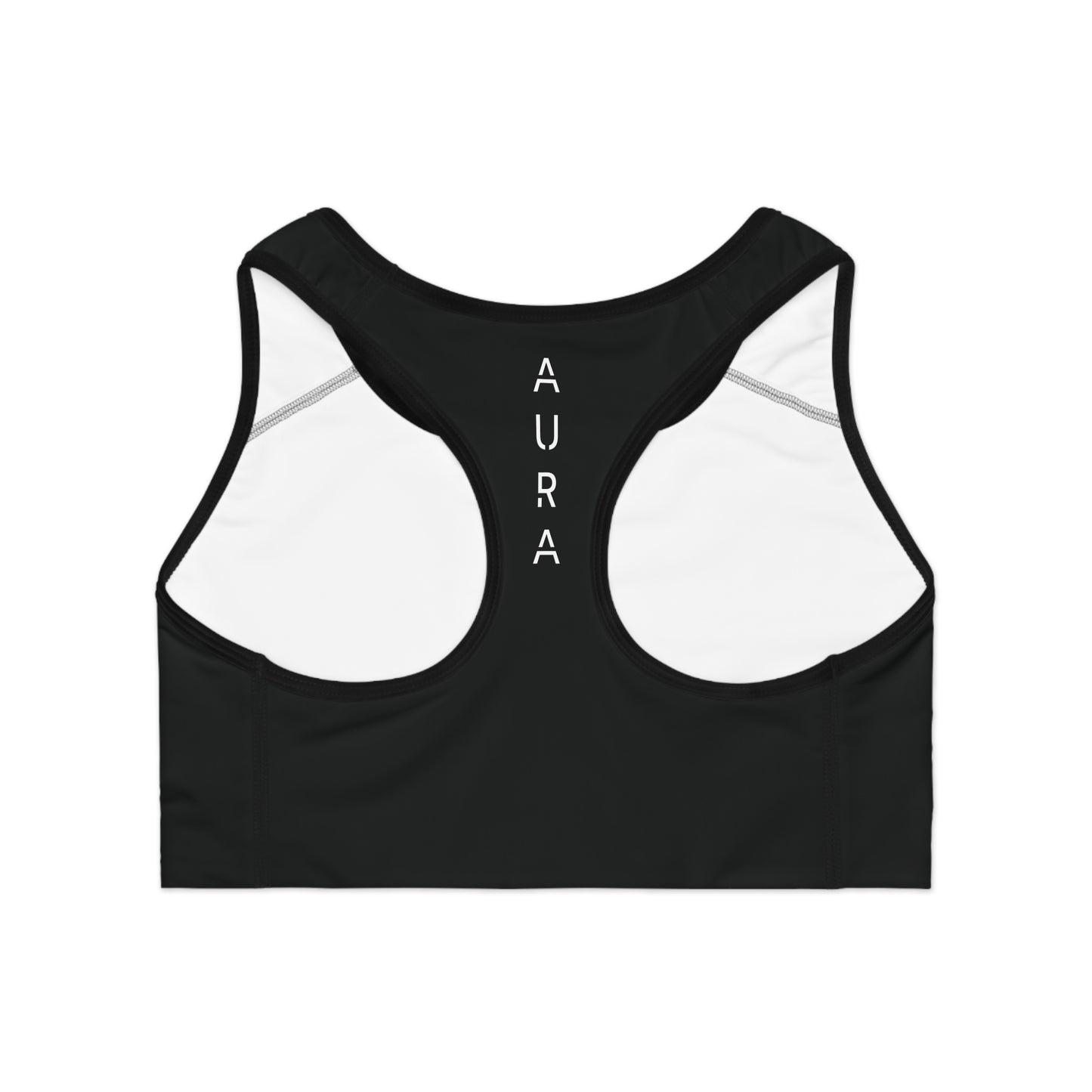 Sporty Black AOP Sports Bra - Comfortable Activewear, Gym Essentials, Fitness Gear, Workout Clothing, Yoga Top